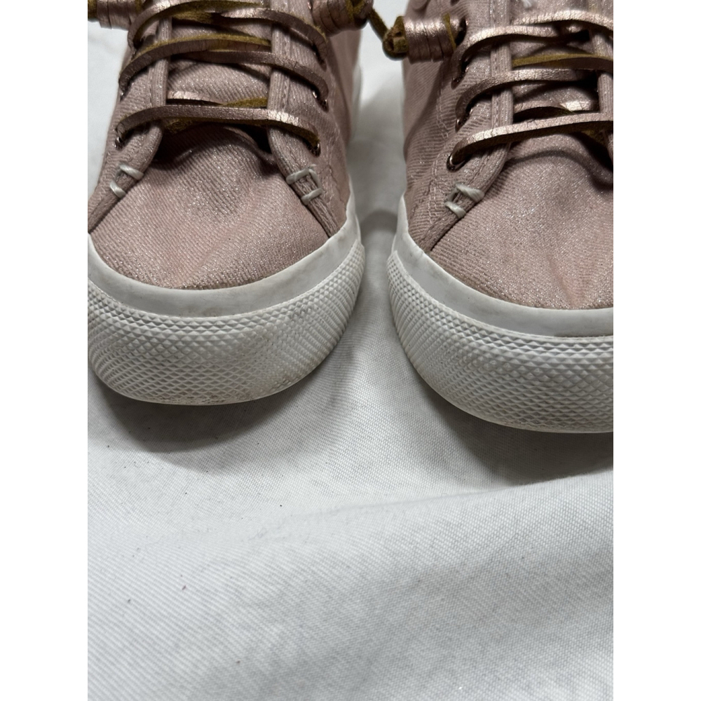 Sperry Womens Sz 6M Sky Sail Rose Metallic Platform Twill Sneakers Slip Ons Prom - Picture 6 of 14